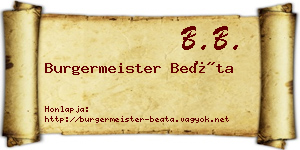 Burgermeister Beáta névjegykártya