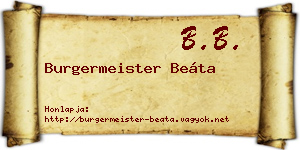 Burgermeister Beáta névjegykártya